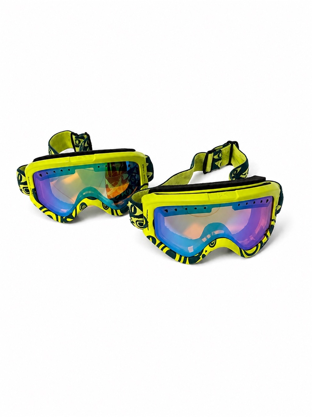 Anon Neon Yellow Mirrored Lens Ski/Moto Goggles - Double Pack